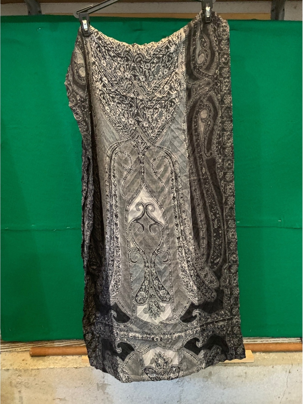 Gray and Black Paisley infinity scarf